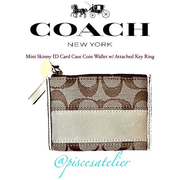 Coach Vintage Mini Skinny ID Card Case Coin Wallet w/ Attached Key Ring & Duster - Picture 6 of 11